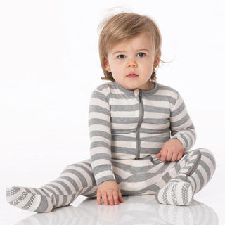 Kickee Pants Heathered Mist Sweet Stripe - Celebrations