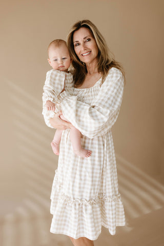 Ruffle Romper | Gingham Romper forever french baby Size: Newborn