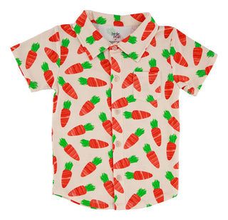 Birdie Bean Boy's Short Sleeve Button-Up Shirt - Ezra (Carrots)
