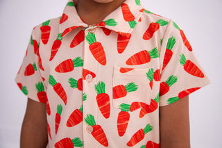 Birdie Bean Boy's Short Sleeve Button-Up Shirt - Ezra (Carrots)