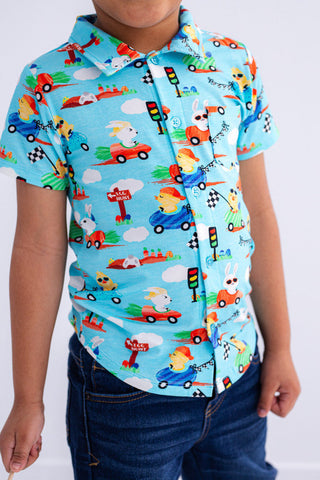 Birdie Bean Boy's Short Sleeve Button-Up Shirt - Judah