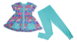 Birdie Bean Girl's Short Sleeve Peplum Top and Pants Outfit Set - Julie