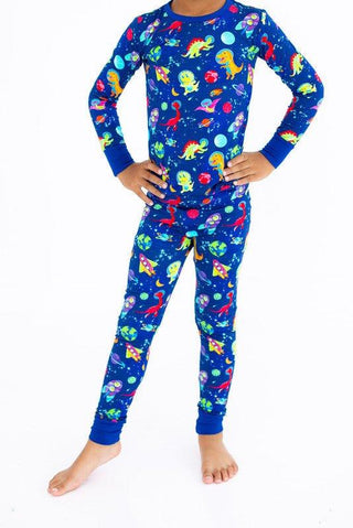Bamboo Long Sleeve Pajama Set - Comet (Dinosaurs and Space) Birdie Bean Size: 2T