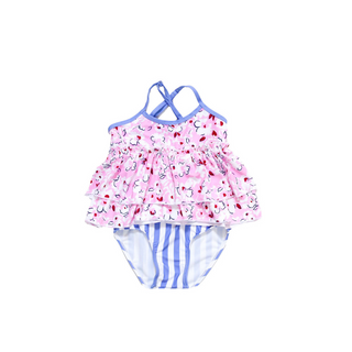 Blueberry Bay Girl's Two Piece Swimsuit - Beachside Footprints