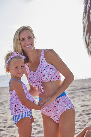 Blueberry Bay Girl's Two Piece Swimsuit - Beachside Footprints