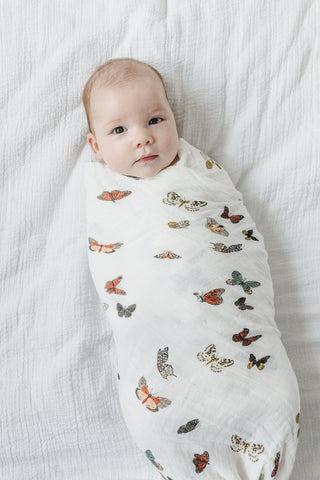 Clementine Kids Girl's Swaddle Blanket - Butterfly Migration