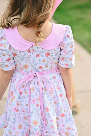 Eliza Cate and Co Girl's Short Sleeve Vintage Twirl Dress - Spring Meadow