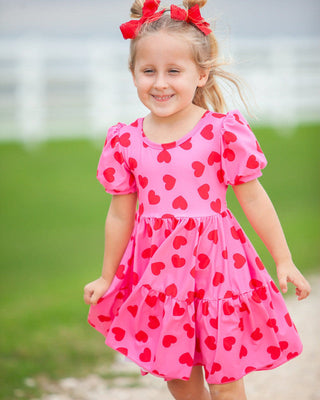 Eliza Cate and Co Girl's Twirl Dress - Be Mine (Hearts)