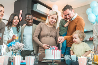 Gender Reveal Party setup with colorful decorations and celebratory elements for a joyful event