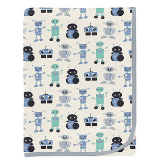KicKee Pants Baby Boys Print Swaddling Blanket - Natural Robots