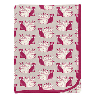 KicKee Pants Baby Print Swaddling Blanket - Latte Kitsune