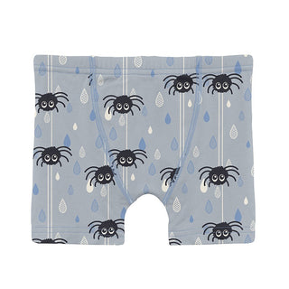 KicKee Pants Boy's Print Boxer Brief - Pearl Blue Itsy Bitsy Spider