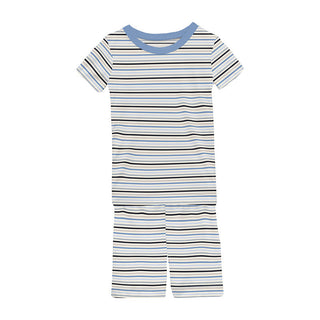 KicKee Pants Boy's Print Short Sleeve Pajama Set with Shorts - Rhyme Stripe