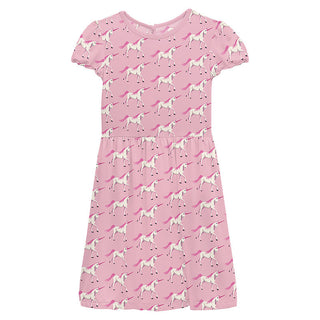 Girl's Flutter Sleeve Twirl Dress with Pockets - Cake Pop Prancing Unicorn