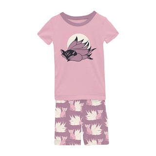 KicKee Pants Girl's Graphic Tee Pajama Set with Shorts - Pegasus Kitsune