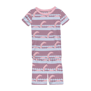 KicKee Pants Girl's Short Sleeve Pajama Set with Shorts - Pegasus Sea Monster