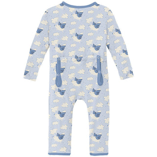 Kickee Pants Boy's Coverall with 2-Way Zipper - Dew Flying Pigs