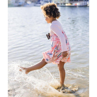 Bamboo Classic Long Sleeve Swing Dress - Baby Rose Splashing Whales KicKee Pants Size: 2T