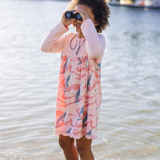 Bamboo Classic Long Sleeve Swing Dress - Baby Rose Splashing Whales KicKee Pants Size: 2T