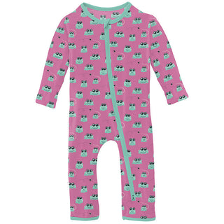 Kickee Pants Girl's Coverall with 2-Way Zipper - Tulip Bespeckled Frogs
