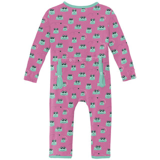 Kickee Pants Girl's Coverall with 2-Way Zipper - Tulip Bespeckled Frogs