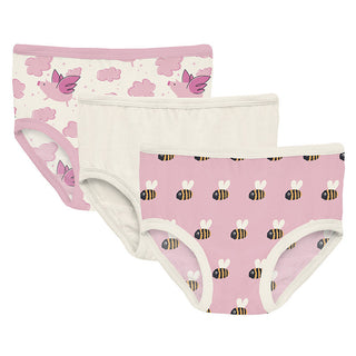 Kickee Pants Girl's Underwear Set - Natural Flying Pigs, Natural & Cake Pop Baby Bumblebee