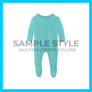 Kickee Pants Girl's Solid Muffin Ruffle Footie with Snaps - Fall 3 Aquatic Adventure PRE-ORDER Drop 1 (AA24)