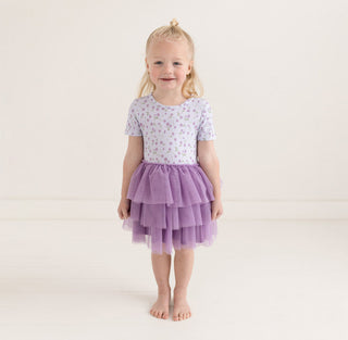 Posh Peanut Girl's Short Sleeve Tulle Dress - Jeanette (Floral)