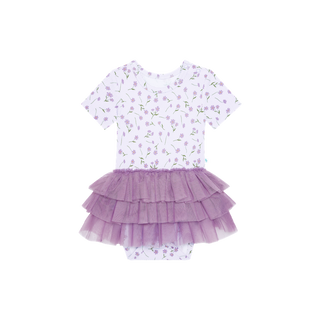Posh Peanut Girl's Short Sleeve Tulle Skirt Bodysuit - Jeanette (Floral)