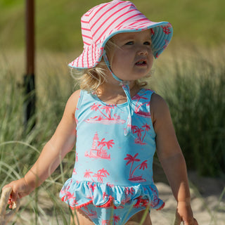 Snapper Rock Girl's Sustainable Skirt Swimsuit - Lighthouse Island