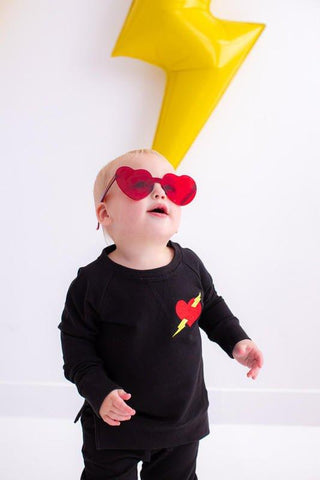 Boy's Bamboo Crewneck Sweatshirt - Axel (Valentine Heart) Birdie Bean Size: 12-18 Months