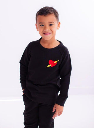 Boy's Bamboo Crewneck Sweatshirt - Axel (Valentine Heart) Birdie Bean Size: 12-18 Months