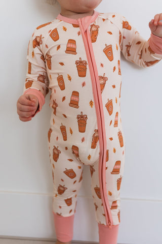 Bamboo Convertible Footie Romper - Pumpkin Latte In My Jammers Size: 0-3 Months
