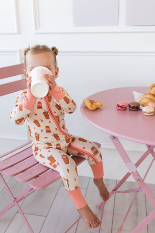 Bamboo Convertible Footie Romper - Pumpkin Latte In My Jammers Size: 0-3 Months