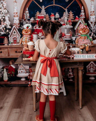 Girl's Holiday Twirl Dress - Gingerbread Girl Eliza Cate and Co Size: 12-18 Months