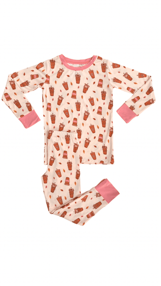 Bamboo Long Sleeve Pajama Set - Pumpkin Latte In My Jammers Size: 3T