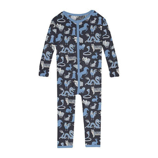 Boy's Print Bamboo Convertible Sleeper with Zipper - Deep Space Chinese Zodiac KicKee Pants Size: 0-3 Months