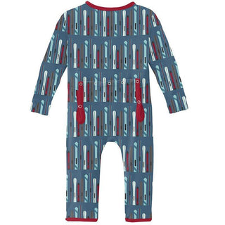 Boy's Print Bamboo Coverall with Zipper - Twilight Skis KicKee Pants Size: 0-3 Months