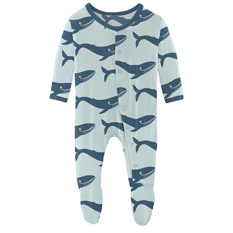 Printed Footie - Pink Whales