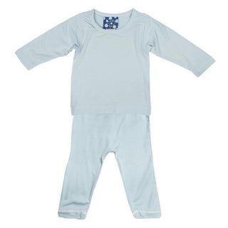 Boy's Solid Bamboo Long Sleeve Pajama Set - Pond KicKee Pants Size: 6-12 Months