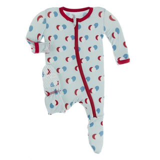 Celebration Print Bamboo Footie with Zipper - Spring Sky Balloons KicKee Pants Size: Preemie