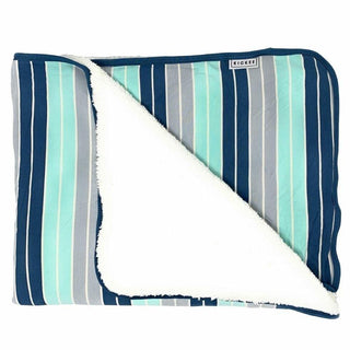 Custom Print Bamboo Sherpa-Lined Toddler Blanket - Sport Stripe with Deep Sea, One Size KicKee Pants Size: One Size
