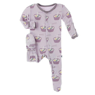 Bamboo Footie with Snaps - Thistle Ramen KicKee Pants Size: Newborn