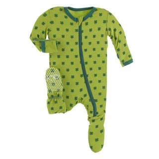 Celebrations Bamboo Footie with Zipper - Meadow Clover KicKee Pants Size: Preemie