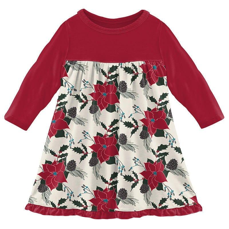 Christmas Floral Classic Long Sleeve Swing Dress 12-18m