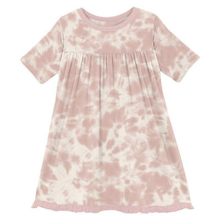 Girl's Print Bamboo Classic Short Sleeve Swing Dress - Baby Rose Tie Dye KicKee Pants Size: 6-12 Months