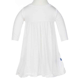 Girl's Solid Bamboo Basic Long Sleeve Swing Dress, Natural KicKee Pants Size: Newborn