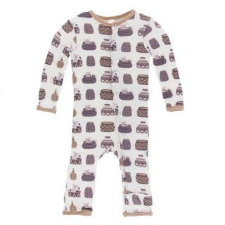 Print Bamboo Coverall with Snaps - Natural Bush Baby KicKee Pants Size: 3-6 Months