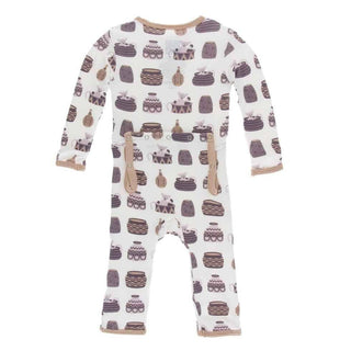 Print Bamboo Coverall with Snaps - Natural Bush Baby KicKee Pants Size: 3-6 Months