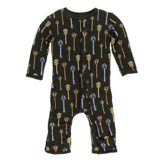Print Bamboo Coverall with Snaps - Victorian Keys KicKee Pants Size: 3-6 Months